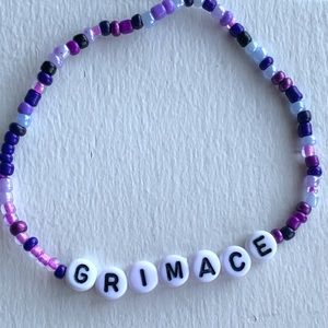 Seed bead bracelet handmade Grimace letter bead stretch